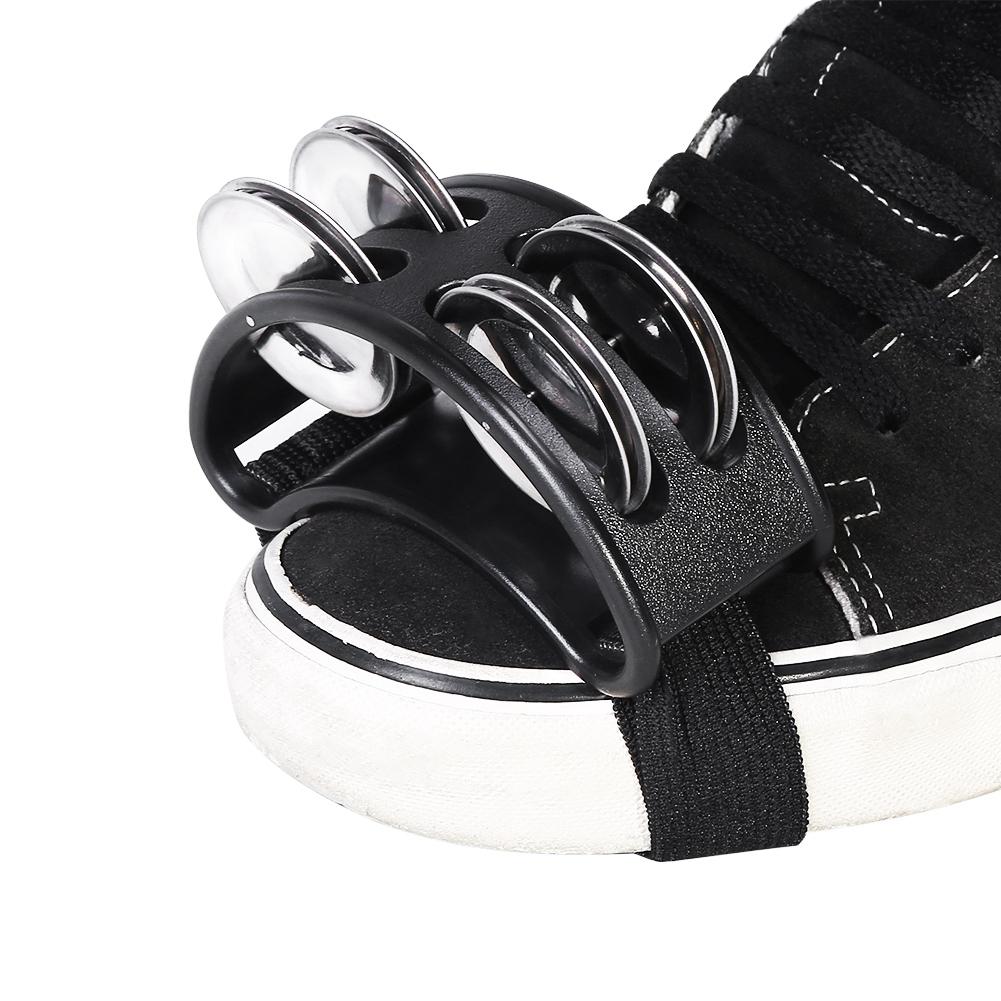 1Pc Foot Tambourine Percussion Instrument Metal Jingle Bell Accessories (Black)
