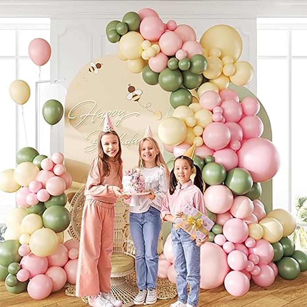 Pastell Rosa Gelb Luftballons Girlande Salbei Grün Luftballonbogen Set Babyparty Geschlecht enthüllen Kindergeburtstagsparty Hochzeitsdekoration