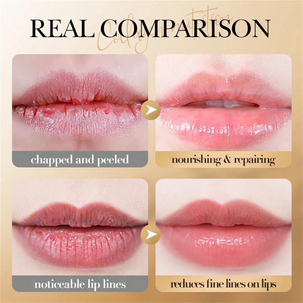 1 Stück Kollagen Anti-Riss Lippenbalsam Reduziert Lippenfältchen Verhindert Schälen und Rissbildung Feuchtigkeitsspendend und Hydratisierend Hellt den Lippenhautton auf