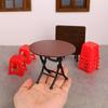 1/12 Scale Doll House Furniture Foldable Dining Tables 8 Stools Restaurant Scene Setting Accessories for Kids Craft Model