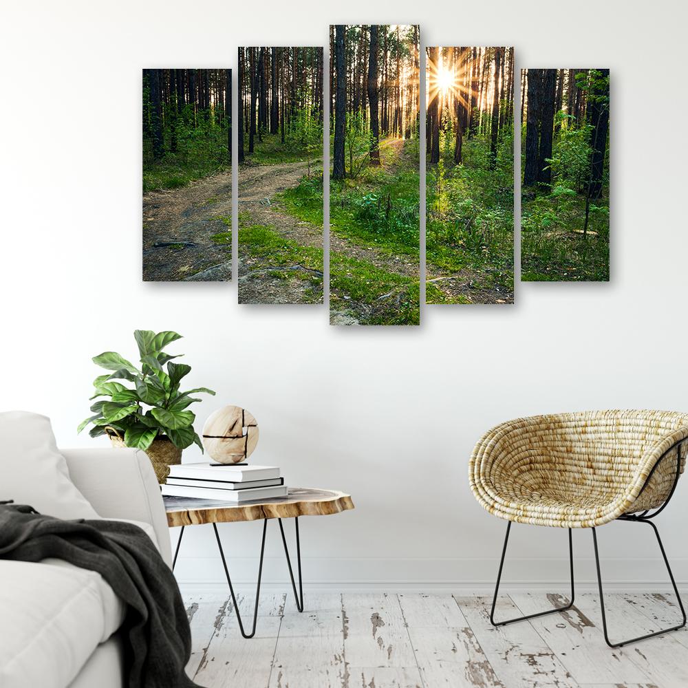 Five Piece Picture Canvas Print Forest Nature Road Landscape