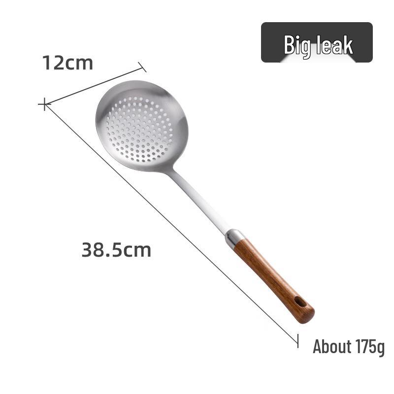 

ZISIZ Wooden Handle Stainless Steel Slotted Spoon