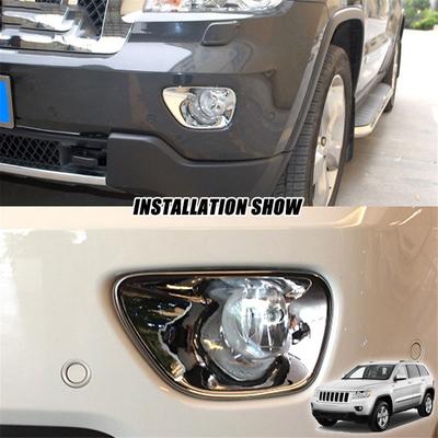 2x Chrome ABS Front Fog Light Bezel Cover Trim For Jeep Grand Cherokee 2011-2013