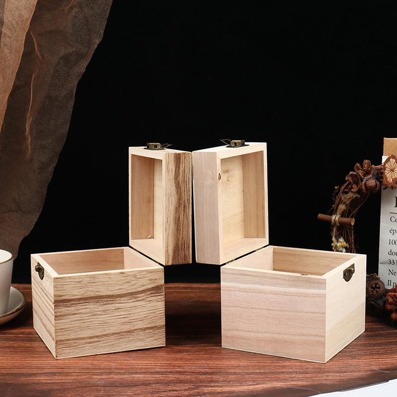 Retro Jewelry Box Organizer Box Natural Wood Clamshell Storage Rectangle Case