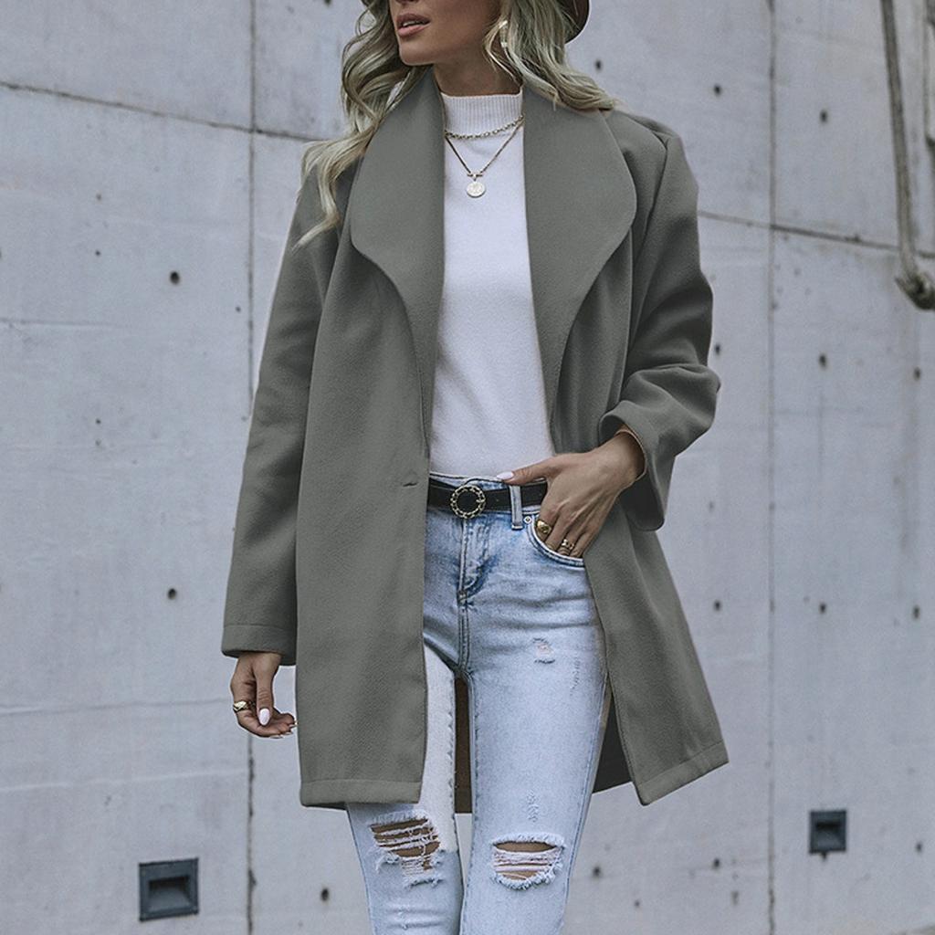 Womens Winter Wool Coat Trench Jacket Ladies Warm Slim Long Overcoat Outwear