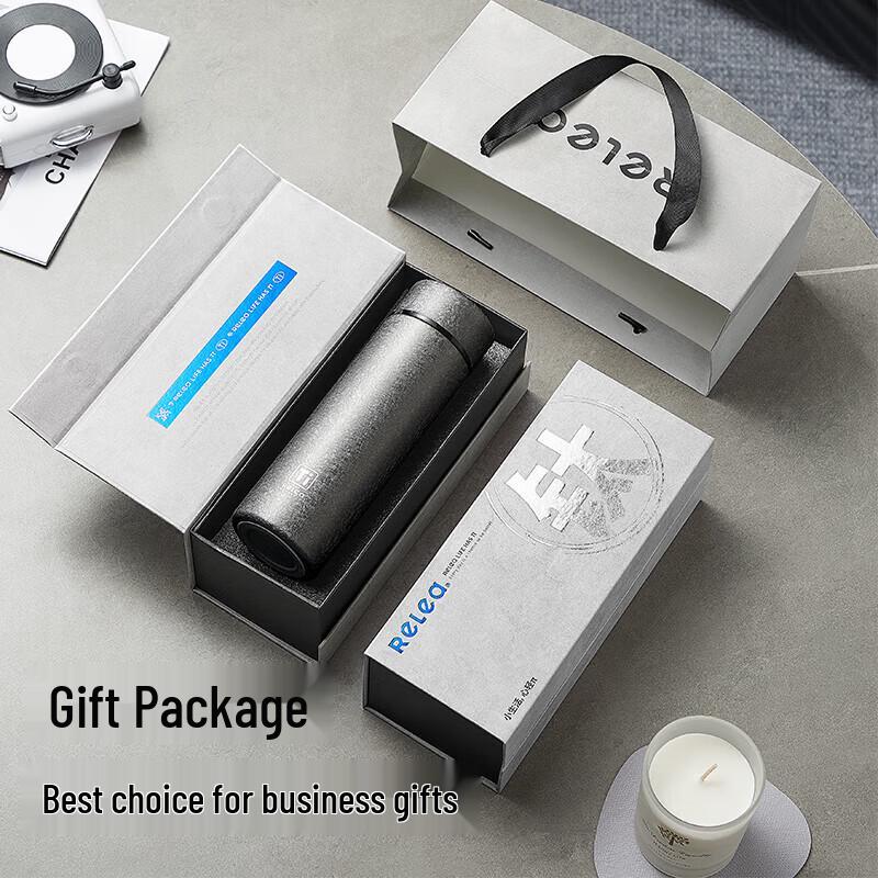 RELEA Men's Pure Titanium Lined Insulated Tea Thermos with Temperature Display
