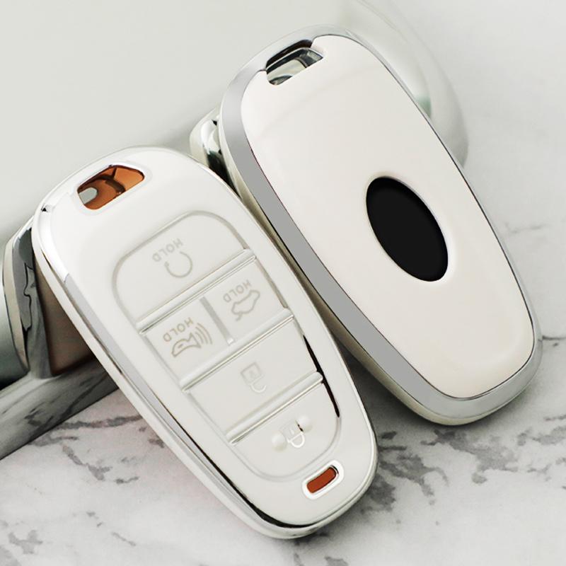 TPU 4 5 6 7 8 Buttons Car Key Case Cover For Hyundai Santa Fe Tucson 2022 NEXO NX4 Ioniq 5 Atos Prime Solaris 2021 Accessories