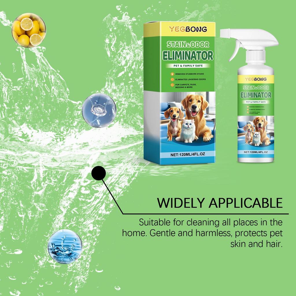 Yegbong Pet Stain Remover for Cats and Dogs - Cleans Pet Stains, Urine, Food Grease, Pet Mucus, and Saliva, 120ml