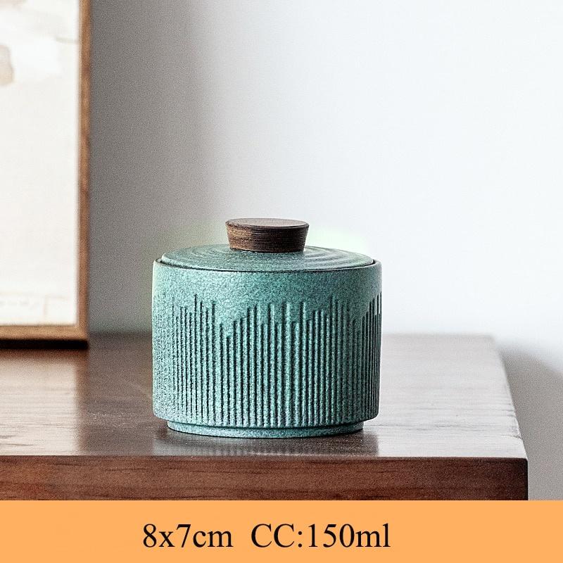 Керамическая банка для чая 150 мл, банка для хранения чая из грубой керамики, влагонепроницаемая банка для хранения зелёный