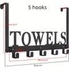 Heavy Duty Over Door Towel Rack 5/6/8 Hooks No Drilling, Black Metal Wall Mounted Organizer for Bathroom Kitchen Bedroom, Space Saving