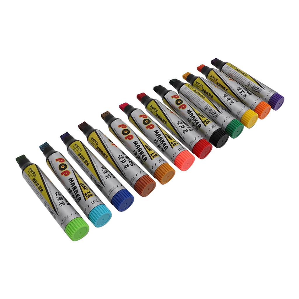 12Pcs Design Markers Quick Drying Safe Harmless Bright Color Wide Application Posca Paint Markers