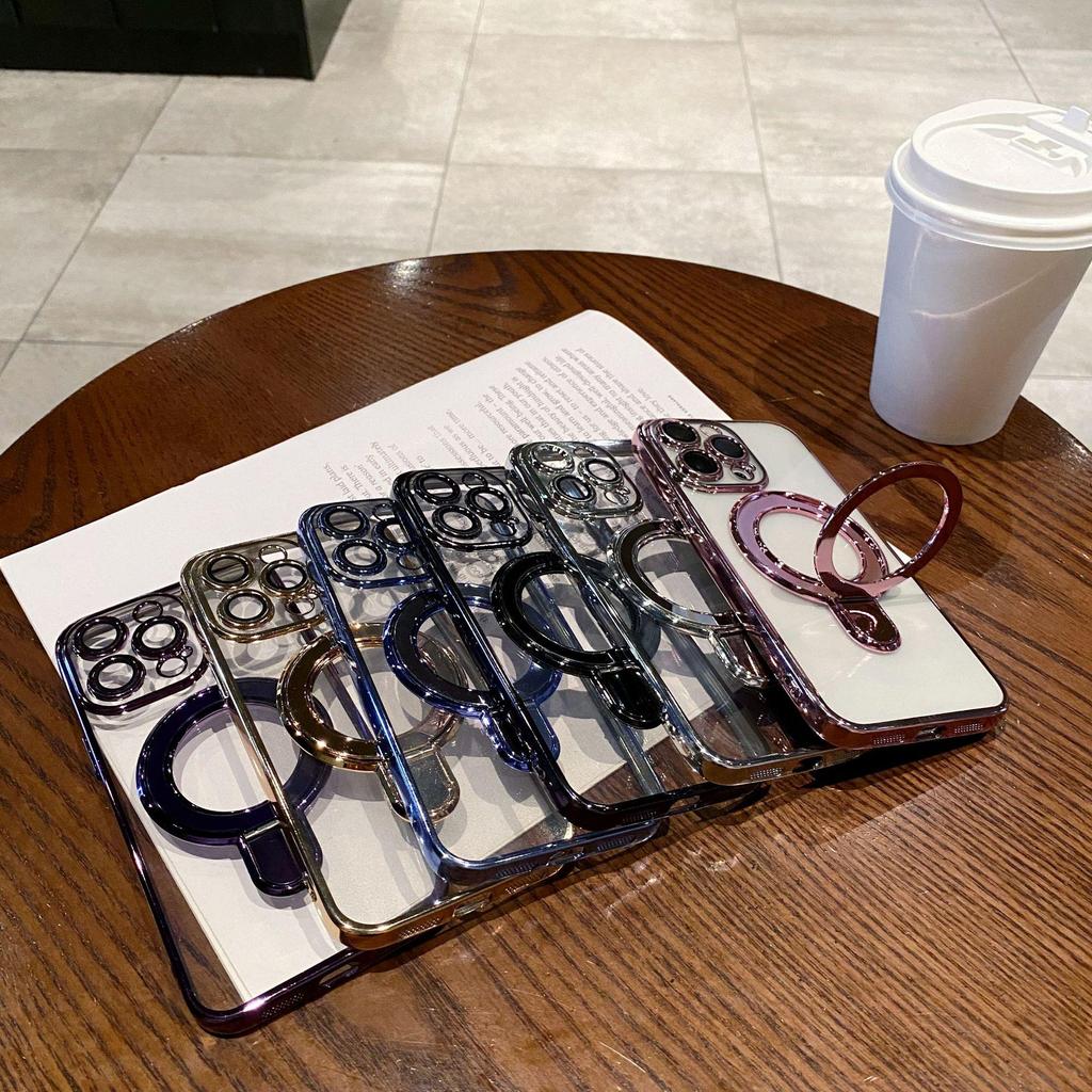 Husă Electroplacat cu Inel Magnetic pentru iPhone 16 SE, 15 Pro Max, 14 și 13