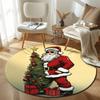 Decorative Round Botanical Multicolor Accent Rug, Non-Slip Floor Mat for Bedroom