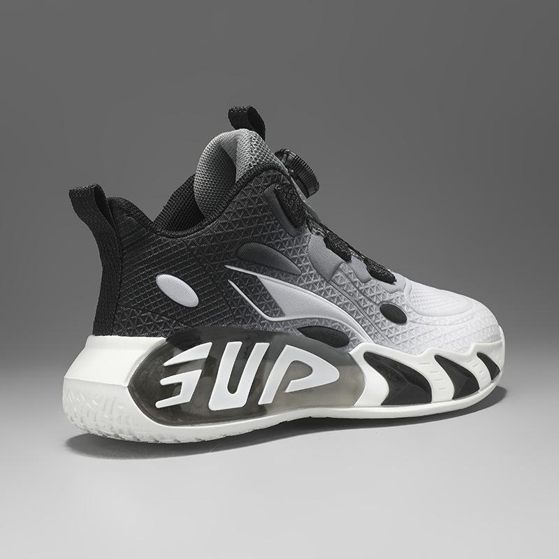 

Children s basketball shoes 2025 new button sports shoes double mesh spring and autumn mesh light friction sound running shoes 40