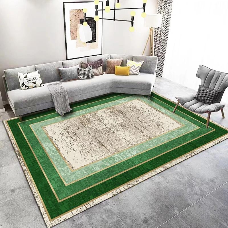 Classical Living Room Decor Carpet Home Decoration Gold Border Soft Rugs for Bedroom Washable Lounge Mat Elastic Floor Carpet