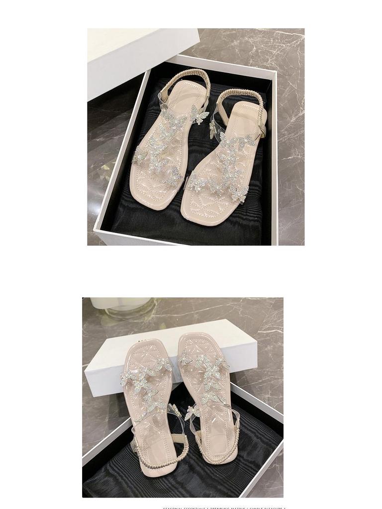 Ladies' Large Size Fashion Slip-On Sandals with Butterfly Pattern