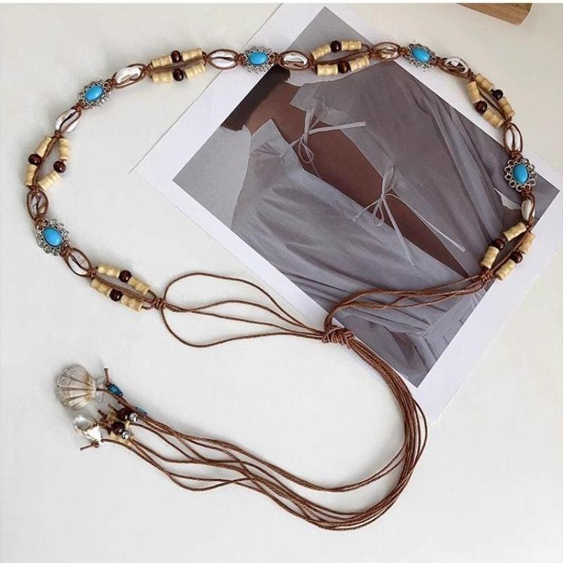 Bohemian Colorful Braided Waist Rope Ethnic Style Woman Dress Belt Y2K Waist Chain Dress Decorative Accessories Gift