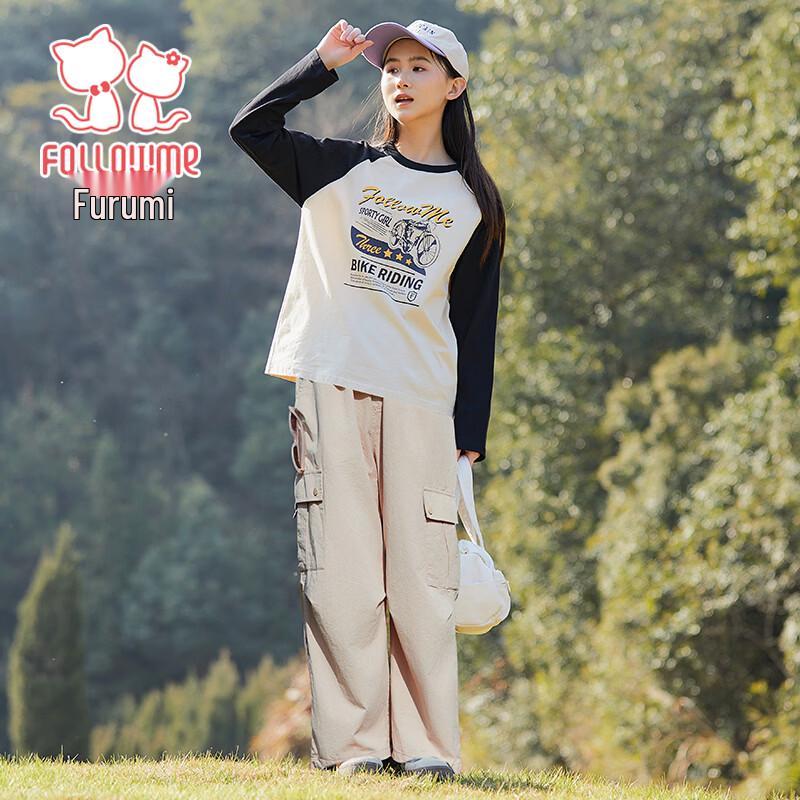 Fuluomi Girls  Casual Long Sleeve T-Shirt & Cargo Pants Set 165