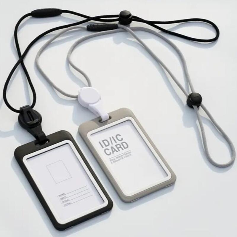1/2 Stück ID-Zubehör mit Lanyard Ausweishalter Transparent Verstellbar Ausweishalter Tragbarer Kartenhalter