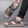 Fashion Sport Men's Hollowed Sandals Fashion Casual Summer Beach Shoes Slippers Man Outside Thick Sole Solid Color Leather Sandals Man