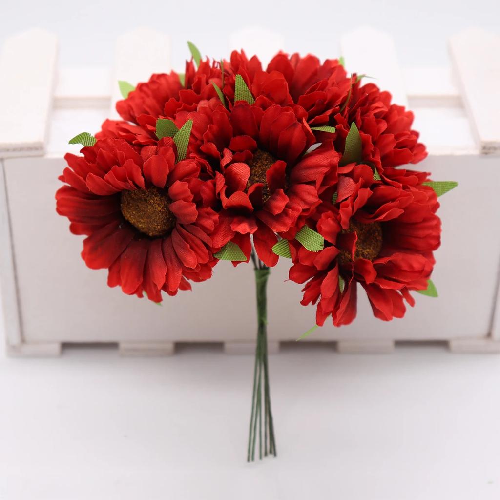 36pcs Handmade Gerbera Fashion Home Garden Bride Diy Wreath Material Wedding Banquet Decoration Artificial Flower Scissors Crown