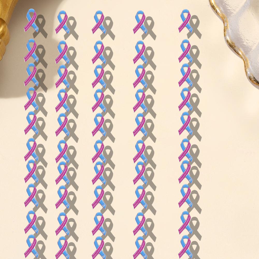 Pink and Blue Ribbon-shaped Brooch Universal Alloy Enamel Pin Fashionable and Versatile Clothes Backpack Scarf Accessory Brooch