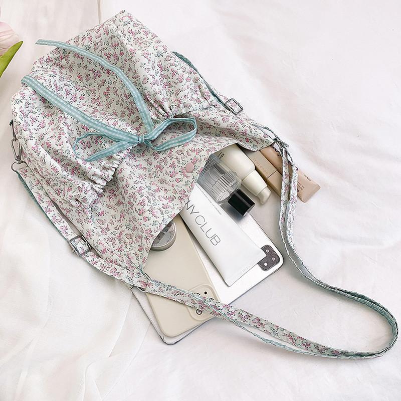 Street Style Nylon Flower Bow Pattern Backpack With Soft Structure And Spacious Design