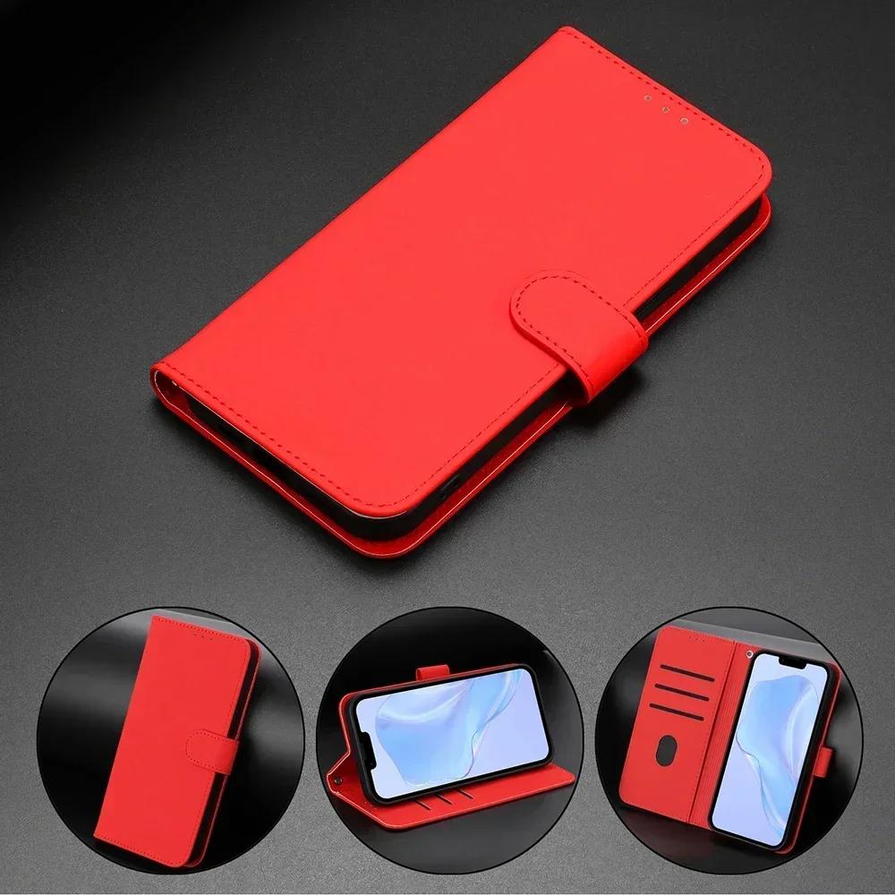 Solid Color Wallet Case for Redmi Turbo 3 10X 9A 9T Redmi Note 10 10T 10S 9 Pro Max 9S Kickstand Card Holder Strap Phone Cover