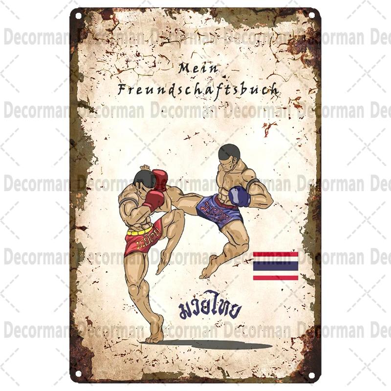 [ Mike86 ] Muay Thai Blechschild Wand Haus Boxen Thailand Metall Poster Kunst Malerei Kneipe LTA-3188 20*30 CM Vintage Dekoration