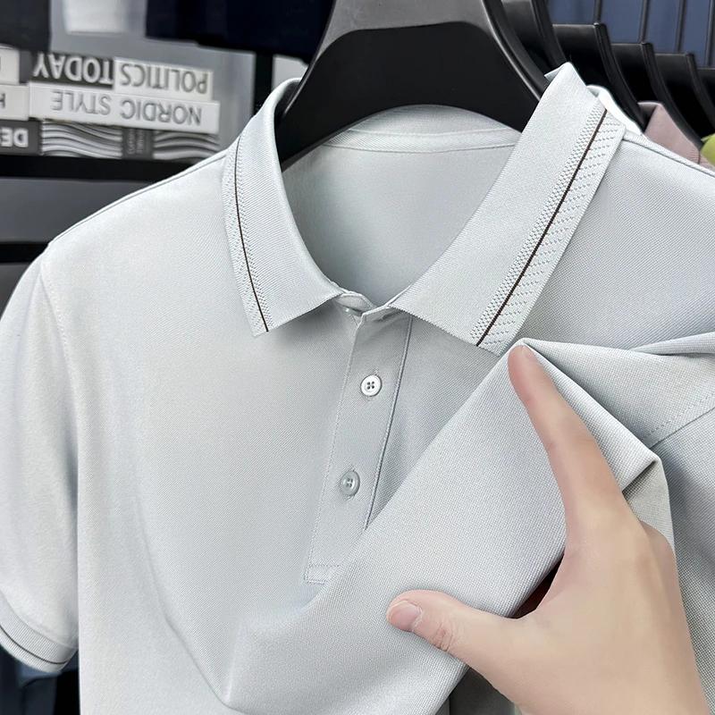 New Men's Business Casual Short Sleeved Shirt Solid Color Polo Shirt Fashionable Breathable Comfortable Versatile Top