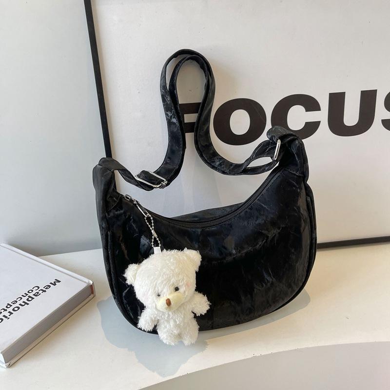 Large Capacity Bag Women's New Fashion Shoulder Messenger Bag Commuter Solid Color Tote Bag