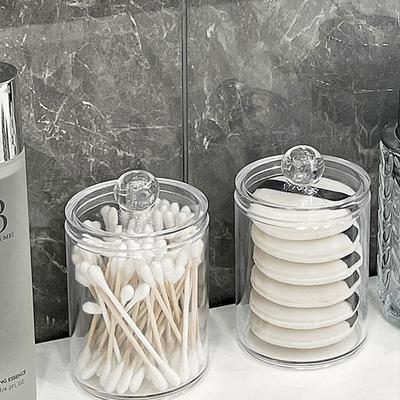 Cotton Pad Storage Box, Cotton Swab Box Holder, Household Transparent Cover Acrylic Desktop Powder Puff Organization Box