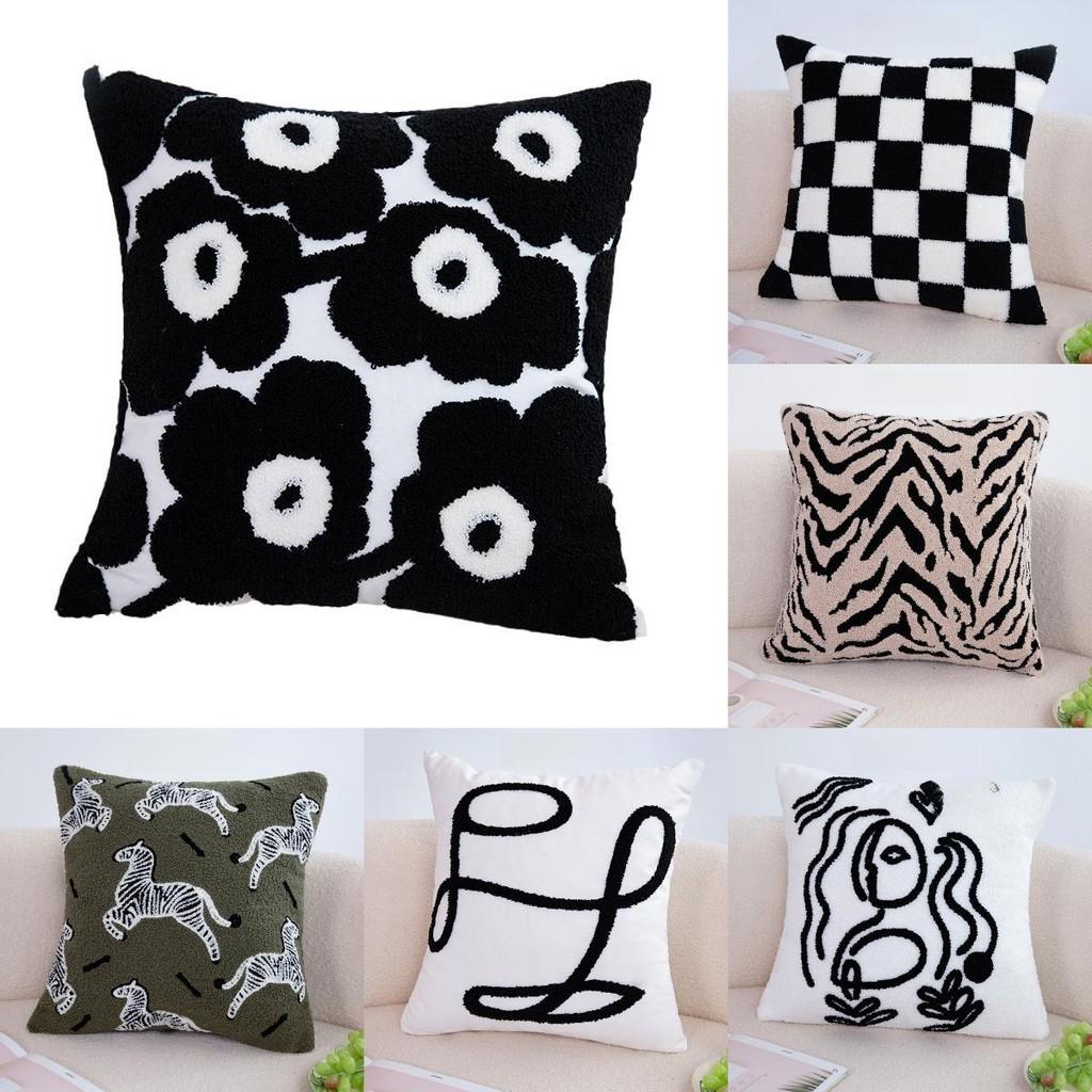 Flower Zebra Checkered Line Tiger Pattern Plush Cushion For Bedroom Lounge And