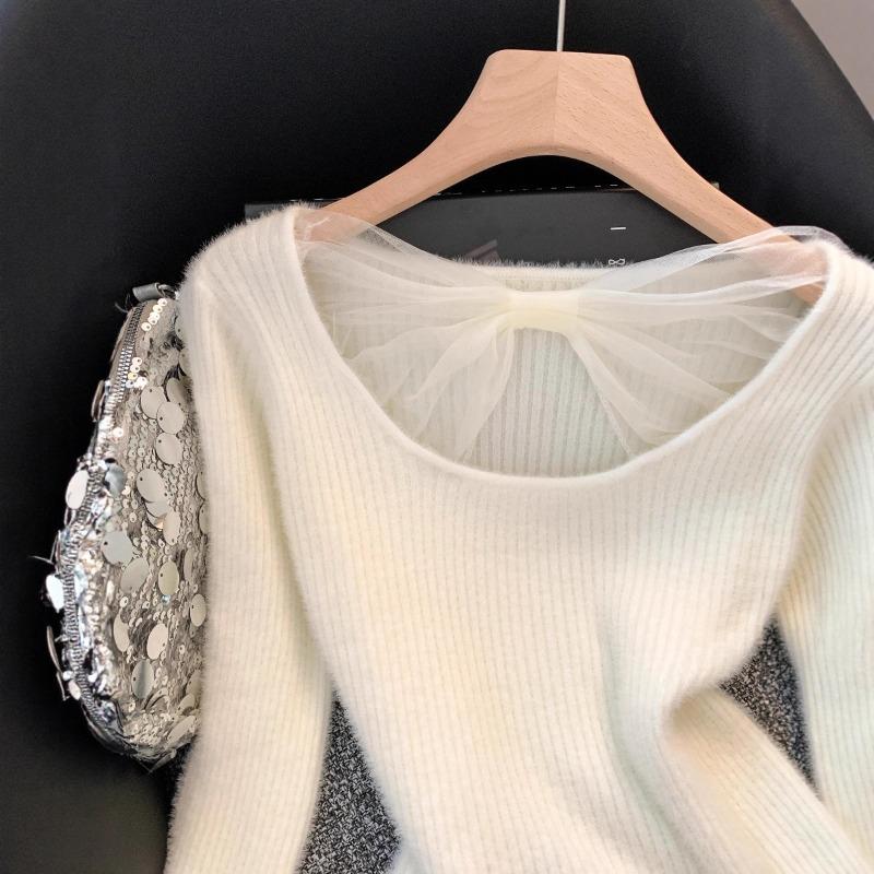 Pure Desire and Careful Machine Mink Fleece Sweater Women's Autumn and Winter New Design Sense Lace Splicing Inner Bottoming Shirt