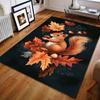 Mehrere Größen Herbstlaub Eichhörnchen Aufdruck Teppich für Schlafzimmer Wohnzimmer Nachttisch Sofa Bodenmatte Moderne Heimdekoration Bereichsteppich