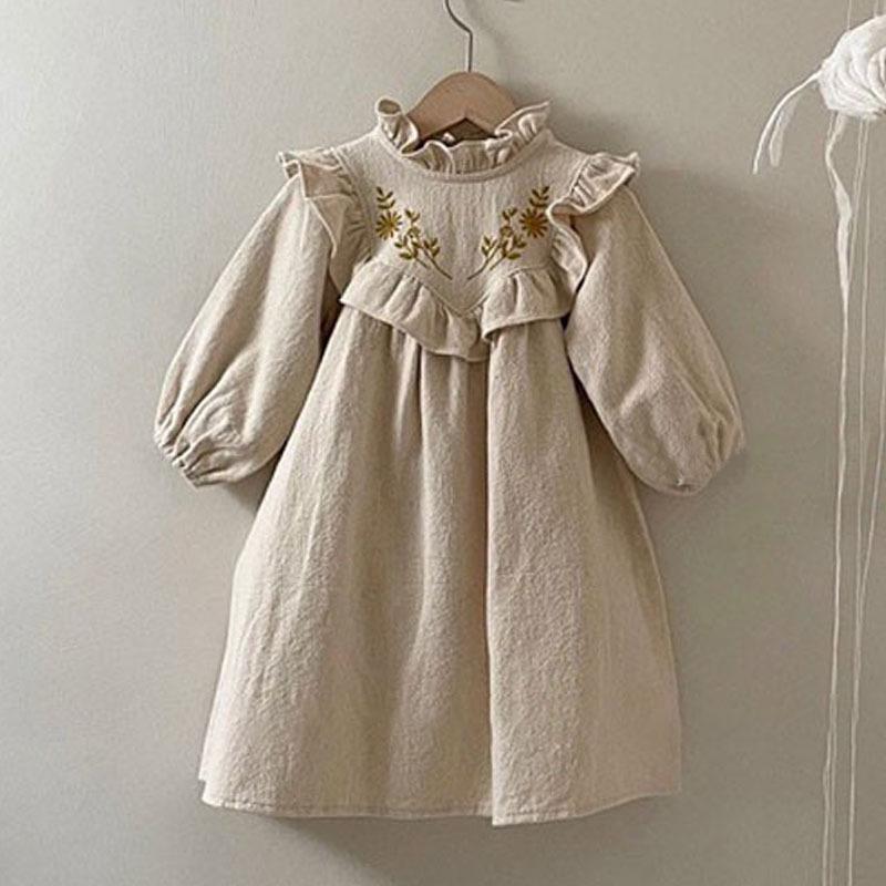 

Корейское осеннее кружевное вышитое платье принцессы для матери и дочери с рисунком листьев лотоса 120cm