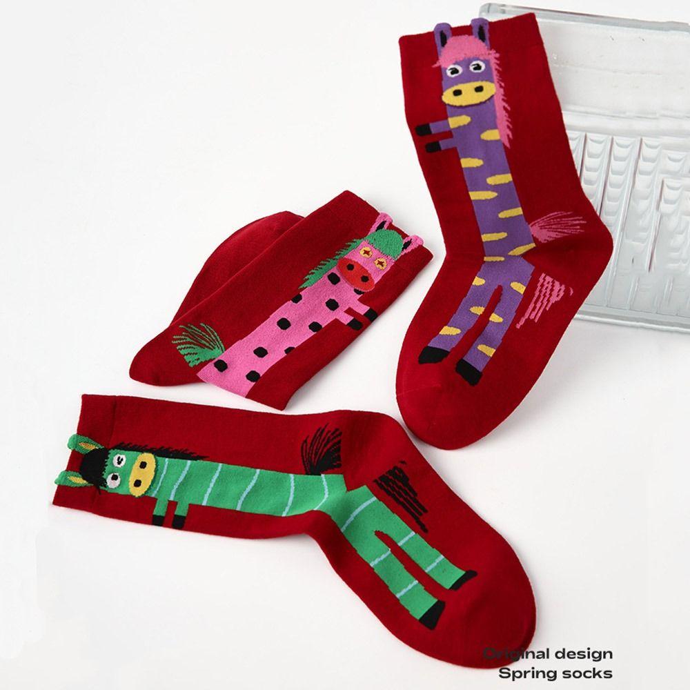 New Soft Year Horse Socks High-elastic Year 2026 Red Socks Mid-calf Embroidered Zodiac Socks Zodiac Year