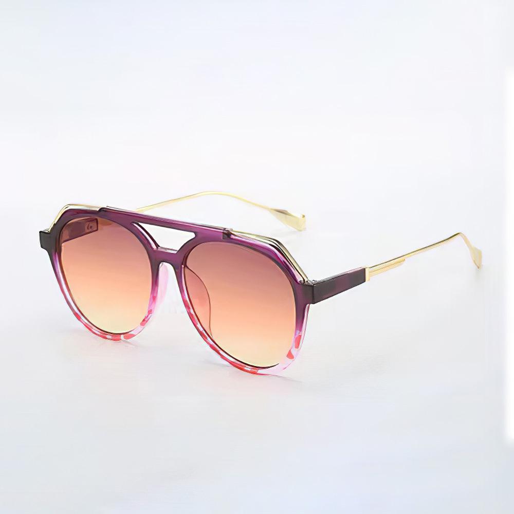 Vintage Sunglasses For Women Colorful Gradient Lenses Fashionable Glasses Double Bridge Glasses Metal Decoration For Men Women