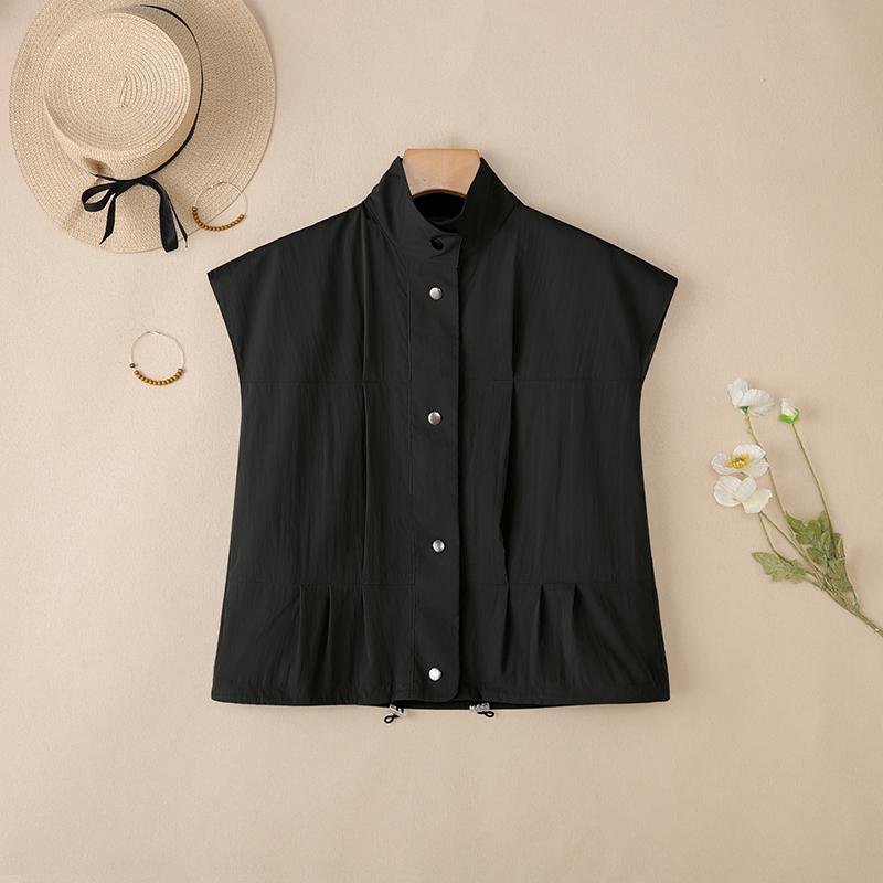 

ZANZEA Women Casual Stand Collar Loose Sleeveless Vest Tops 5XL чёрный