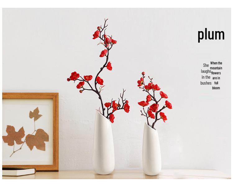 Artificial Plum & Peach Blossom Bonsai: Dried Flower Arrangement for Indoor Decoration