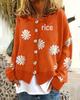 2024 Women's Autumn/Winter Chrysanthemum Embroidered Knit Cardigan Sweater