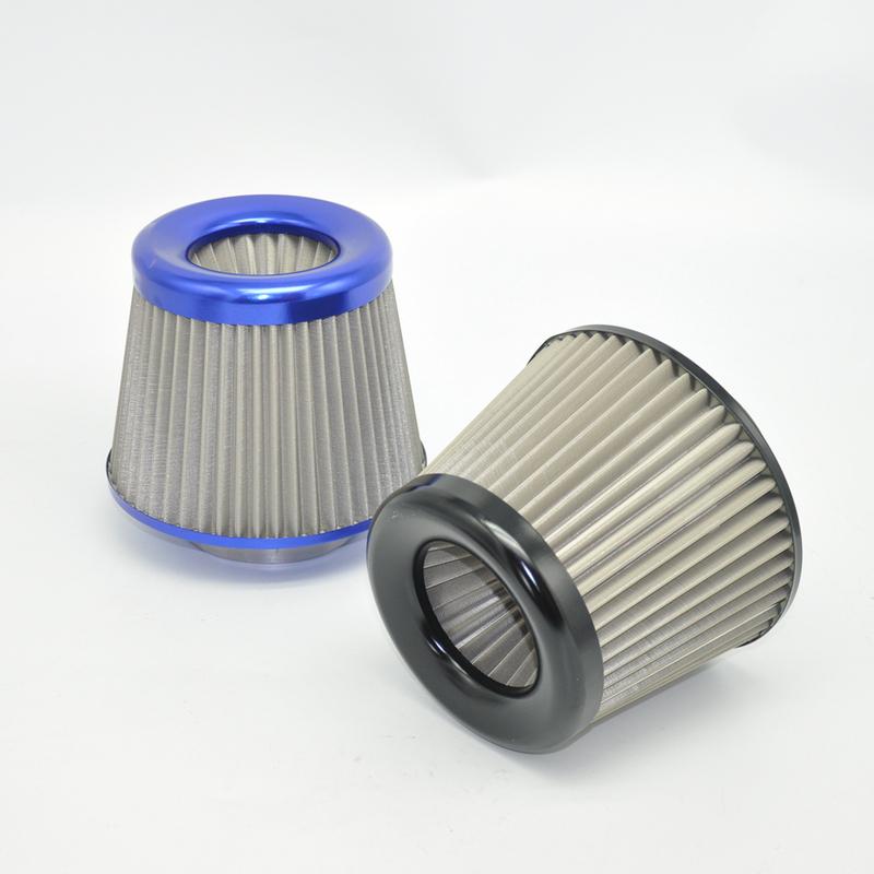 Stainless Steel Engine Air Filter 3" Round Tapered Universal Cold Air Intake Cone Filter