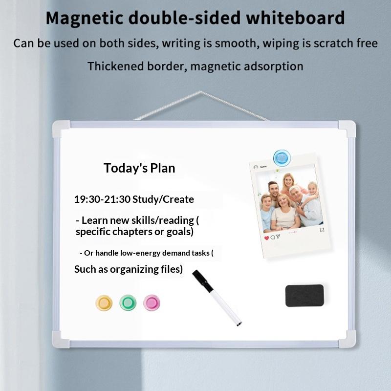1 Set 16" X 12" Wall Mounted Whiteboard Small Double-Sided Graffiti Drawing Board With 3 Markers & 4 Magnets Dry Erase Board