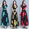 Crew Neck Dress Waist Thin Women's Summer New Temperament Skirt Beach Skirt Medium and Long Medium and Long Skirt
