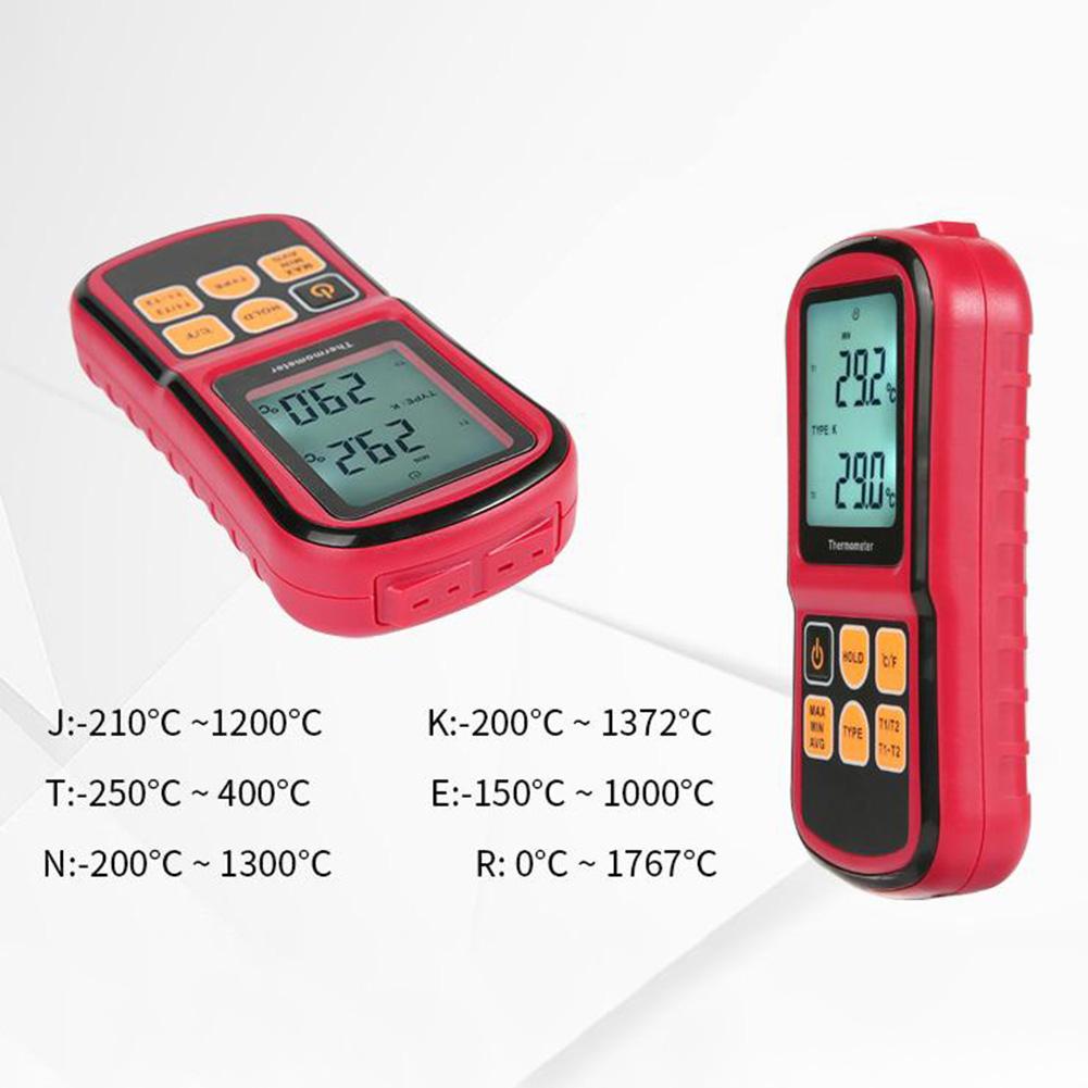 Digital Thermometer GM1312 for Thermocouple Types J K T E R S N with Wide Range Temperature Measurement and LCD Display
