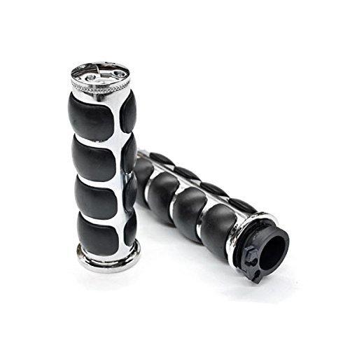 TASWK Motorcycle Chrome Rubber Handle Grip 1inch/25mm Handlebar Grip Fits