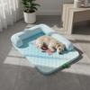 Dog Cooling Mat with Pillow Tear Resistant Cooling Dog Bed Supportive Pillow Pet Bed Breathable Quilted Pet Lounger Neck Support
