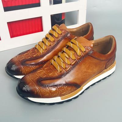 Zapatilla Oxford de Moda para Hombre Cuero Genuino de Vaca Patrón Cocodrilo Zapatos de Moda para Hombre con Cordones Oficina de Negocios Casual Calzado Masculino b16