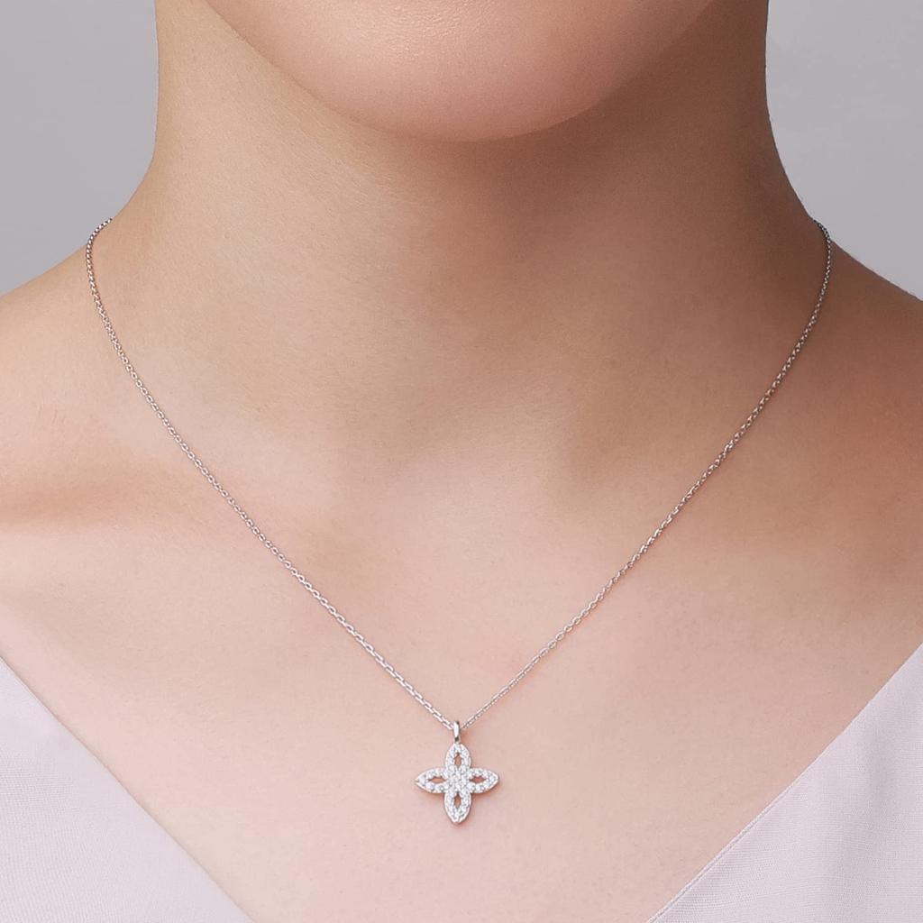 Stella Platin Halskette Hergestellt in Italien Azuki Kette Zirkonia Silber 925 Geburtstagsgeschenk Geschenk Beliebtes Erwachsenengeschenk mit Box [Matthewmark] Damen