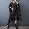 Summer Loose Fit Pleated Batwing Shirt Dress